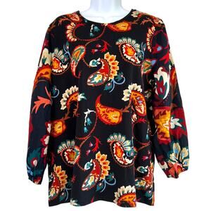 Chicos Womens Multicolor Floral Paisley Blouse Size 3 Extra Large Fall Boho Work
